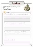 Vista previa - Hojas de trabajo - Comprensión lectora – Machu Picchu + soluciones con material complementario y banco de palabras - página 3