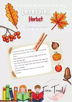 Vorschau - Arbeitsblätter - Lesespiel: Herbstliche Klammerkarten - Deckblatt