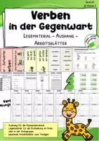 Vorschau - Arbeitsblätter - Verben in der Gegenwart – Legematerial, Aushänge & Arbeitsblätter - Deckblatt