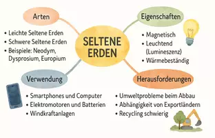 Vorschau - Arbeitsblätter - AB mit Fragen zum Thema "Seltene Erden" + Lösungsblatt + Mindmap + Infografik - Seite 2
