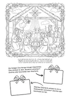 Vorschau - Arbeitsblätter - Weihnachten Grippenszene Ausmalbild mit Arbeitsauftrag - Deckblatt