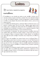 Vista previa - Hojas de trabajo - Comprensión lectora – montañismo + soluciones con material complementario y banco de palabras - página 1