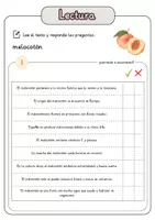 Vista previa - Hojas de trabajo - Comprensión lectora – melocotón + soluciones con material complementario y banco de palabras - página 2