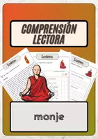 Vista previa - Hojas de trabajo - Comprensión lectora – monje + soluciones con material complementario y banco de palabras - Portada