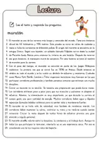 Vista previa - Hojas de trabajo - Comprensión lectora – maratón + soluciones con material complementario y banco de palabras - página 1