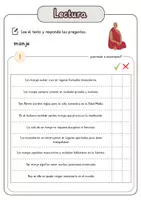 Vista previa - Hojas de trabajo - Comprensión lectora – monje + soluciones con material complementario y banco de palabras - página 2