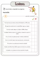Vista previa - Hojas de trabajo - Comprensión lectora – maratón + soluciones con material complementario y banco de palabras - página 2