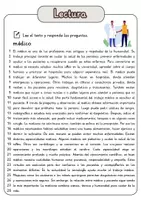Vista previa - Hojas de trabajo - Comprensión lectora – médico + soluciones con material complementario y banco de palabras - página 1