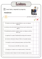Vista previa - Hojas de trabajo - Comprensión lectora – mecánico + soluciones con material complementario y banco de palabras - página 2
