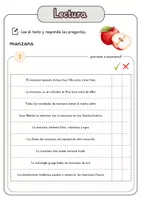 Vista previa - Hojas de trabajo - Comprensión lectora – manzana + soluciones con material complementario y banco de palabras - página 2