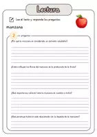 Vista previa - Hojas de trabajo - Comprensión lectora – manzana + soluciones con material complementario y banco de palabras - página 3