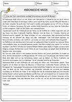 Vorschau - Arbeitsblätter - Andeanische Musik Musik Lesetext mit Richtig Falsch Multiple Choice und Offenen Fragen - Seite 1