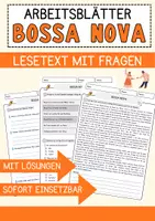 Vorschau - Arbeitsblätter - Bossa Nova Musik Lesetext mit Richtig Falsch Multiple Choice und Offenen Fragen - Deckblatt