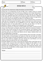 Vorschau - Arbeitsblätter - Bossa Nova Musik Lesetext mit Richtig Falsch Multiple Choice und Offenen Fragen - Seite 1