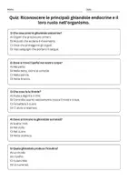 anteprima - Quiz - Riconoscere le principali ghiandole endocrine e il loro ruolo nell’organismo. - Pagina 1