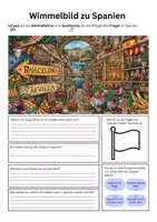 Vorschau - Mal- und Bastelvorlagen - Wimmelbild zu Spanien - Seite 1