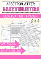 Vorschau - Arbeitsblätter - Ganztonleitern Musik Lesetext mit Richtig Falsch Multiple Choice und Offenen Fragen - Deckblatt