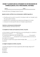 anteprima - Compiti in classe/Test - Esame: Classificare gli strumenti di un’orchestra in famiglie (archi, fiati, percussioni, tastiere) - Pagina 1