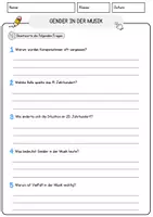 Vorschau - Arbeitsblätter - Gender in der Musik Musik Lesetext mit Richtig Falsch Multiple Choice und Offenen Fragen - Seite 3