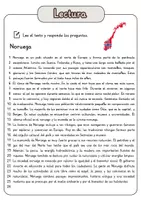 Vista previa - Hojas de trabajo - Comprensión lectora – Noruega + soluciones con material complementario y banco de palabras - página 1