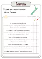 Vista previa - Hojas de trabajo - Comprensión lectora – Nueva Zelanda + soluciones con material complementario y banco de palabras - página 2
