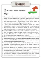 Vista previa - Hojas de trabajo - Comprensión lectora – Níger + soluciones con material complementario y banco de palabras - página 1