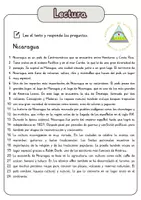 Vista previa - Hojas de trabajo - Comprensión lectora – Nicaragua + soluciones con material complementario y banco de palabras - página 1
