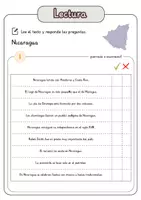 Vista previa - Hojas de trabajo - Comprensión lectora – Nicaragua + soluciones con material complementario y banco de palabras - página 2