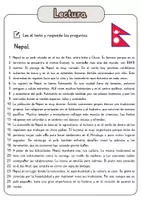Vista previa - Hojas de trabajo - Comprensión lectora – Nepal + soluciones con material complementario y banco de palabras - página 1