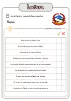 Vista previa - Hojas de trabajo - Comprensión lectora – Nepal + soluciones con material complementario y banco de palabras - página 2