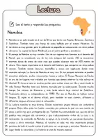 Vista previa - Hojas de trabajo - Comprensión lectora – Namibia + soluciones con material complementario y banco de palabras - página 1