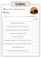 Vista previa - Hojas de trabajo - Comprensión lectora – Namibia + soluciones con material complementario y banco de palabras - página 2