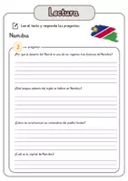 Vista previa - Hojas de trabajo - Comprensión lectora – Namibia + soluciones con material complementario y banco de palabras - página 3