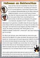Vorschau - Arbeitsblätter - 5seitiger Lesetext "Halloween am Geisterschloss" mit Aufgaben DaZ / Deutsch #huhuhalloween - Seite 1