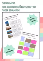 Vorschau - Arbeitsblätter - Die Sehenswürdigkeiten von Spanien - Verbinde Bilder mit Texten - Deckblatt