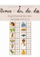 Vorschau - Stationenlernen - Klammerkarten Nomen - Artikel - der die das Herbst - Deckblatt