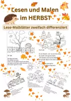 Vorschau - Arbeitsblätter - Lesen und Malen im Herbst - Lese-Malblätter zweifach differenziert - Deckblatt