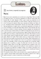Vista previa - Hojas de trabajo - Comprensión lectora – Nerón + soluciones con material complementario y banco de palabras - página 1