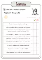 Vista previa - Hojas de trabajo - Comprensión lectora – Napoleón Bonaparte + soluciones con material complementario y banco de palabras - página 2