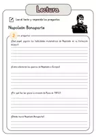 Vista previa - Hojas de trabajo - Comprensión lectora – Napoleón Bonaparte + soluciones con material complementario y banco de palabras - página 3