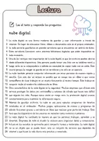 Vista previa - Hojas de trabajo - Comprensión lectora – nube digital + soluciones con material complementario y banco de palabras - página 1