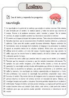 Vista previa - Hojas de trabajo - Comprensión lectora – neurología + soluciones con material complementario y banco de palabras - página 1