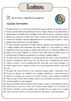 Vista previa - Hojas de trabajo - Comprensión lectora – núcleo terrestre + soluciones con material complementario y banco de palabras - página 1