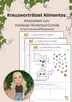 Vorschau - Arbeitsblätter - Kreuzworträtsel Spanisch: Crucigrama Alimentos (3 Versionen) - Deckblatt