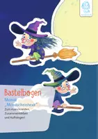 Vorschau - Mal- und Bastelvorlagen - Bastelbogen: Mobile "Mondscheinhexe" - Deckblatt