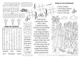 Vorschau - Stundenentwürfe - Josef und seine Brüder - Religion Bibelgeschichten "Spiel- & Rätselmatte" | Josef und seine Brüder Klasse 2, 3 & 4 | Religion Josef und seine Brüder | Aufgaben für Schnelle | Ich bin fertig Aufgaben | Lückenfüller - Seite 1