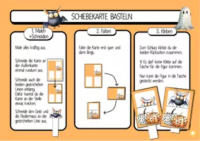 Vorschau - Mal- und Bastelvorlagen - Halloween-Karte basteln mit Pop-Up-Effekt - Seite 1