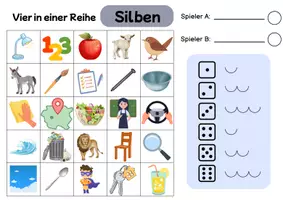 Vorschau - Stationenlernen - XL wachsendes Materialpaket Vier in einer Reihe Mathe, Deutsch, Englisch - Seite 1