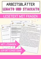 Vorschau - Arbeitsblätter - Legato und Staccato Musik Lesetext mit Richtig Falsch Multiple Choice und Offenen Fragen - Deckblatt