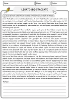 Vorschau - Arbeitsblätter - Legato und Staccato Musik Lesetext mit Richtig Falsch Multiple Choice und Offenen Fragen - Seite 1